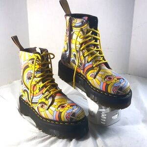 Dr Martens Jadon Retro Canvas Colorful Platform 8 Eye Side Zip Unisex Boots